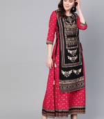 Black printed rayon long-kurtis