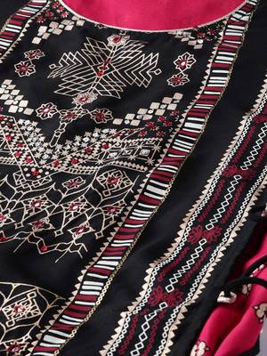 Black printed rayon long-kurtis 5