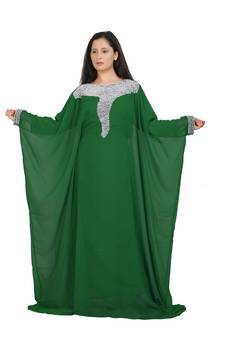 Royal Islamic Arabic Hand Zari Work Georgette Plus Size Abaya Dress