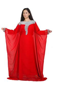 Royal Islamic Arabic Hand Zari Work Georgette Plus Size Abaya Dress