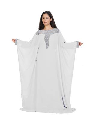 Royal Islamic Arabic Hand Zari Work Georgette Plus Size Abaya Dress 1
