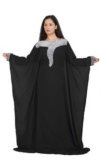 Royal Islamic Arabic Hand Zari Work Georgette Plus Size Abaya Dress