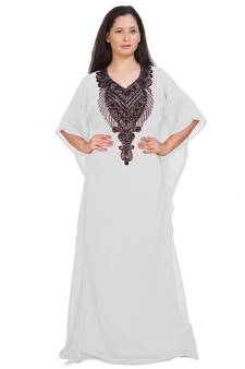 Bridal  Islamic Arabic Hand Zari Work Georgette Plus Size Abaya Dress
