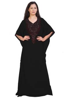  Bridal  Islamic Arabic Hand Zari Work Georgette Plus Size Abaya Dress