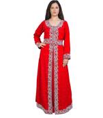 Moroccan Bridal  Islamic Arabic Hand Zari Work Georgette Plus Size Abaya Dress