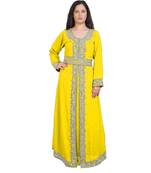 Moroccan Bridal  Islamic Arabic Hand Zari Work Georgette Plus Size Abaya Dress