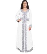 Moroccan Bridal  Islamic Arabic Hand Zari Work Georgette Plus Size Abaya Dress