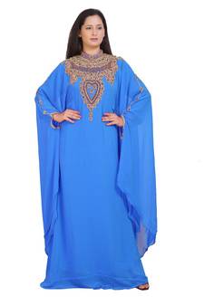  Bridal  Islamic Arabic Hand Zari Work Georgette Plus Size Abaya Dress