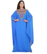  Bridal  Islamic Arabic Hand Zari Work Georgette Plus Size Abaya Dress
