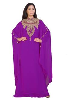 2022 Bridal  Islamic Arabic Hand Zari Work Georgette Plus Size Abaya Dress