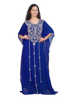 New Bridal  Islamic Arabic Hand Zari Work Georgette Plus Size Abaya Dress