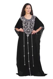 New Bridal  Islamic Arabic Hand Zari Work Georgette Plus Size Abaya Dress