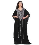 New Bridal  Islamic Arabic Hand Zari Work Georgette Plus Size Abaya Dress