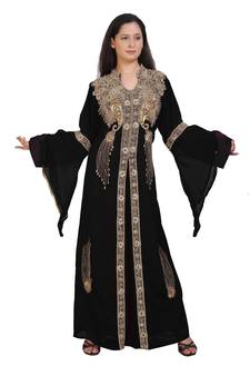 Royal Moroccan Beautiful Zari Work Jilbab Jalabiya Kaftan Dress