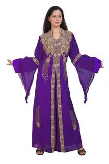 Royal Moroccan Beautiful Zari Work Jilbab Jalabiya Kaftan Dress