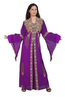 Royal Moroccan Beautiful Zari Work Jilbab Jalabiya Kaftan Dress