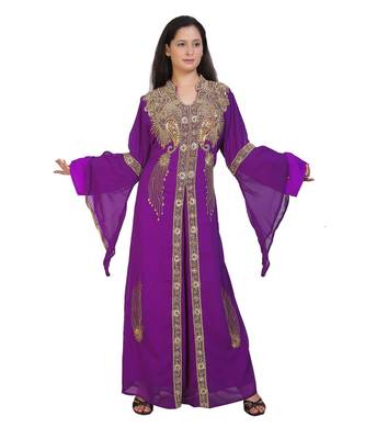Royal Moroccan Beautiful Zari Work Jilbab Jalabiya Kaftan Dress 1