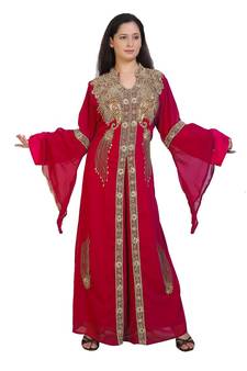 Royal Moroccan Beautiful Zari Work Jilbab Jalabiya Kaftan Dress