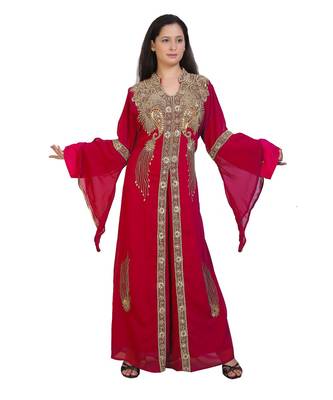 Royal Moroccan Beautiful Zari Work Jilbab Jalabiya Kaftan Dress 1
