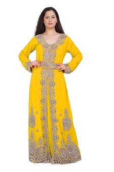 Ethnic Moroccan Beautiful Zari Work Jilbab Jalabiya Kaftan Dress
