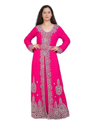 Ethnic Moroccan Beautiful Zari Work Jilbab Jalabiya Kaftan Dress 1