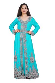 Ethnic Moroccan Beautiful Zari Work Jilbab Jalabiya Kaftan Dress