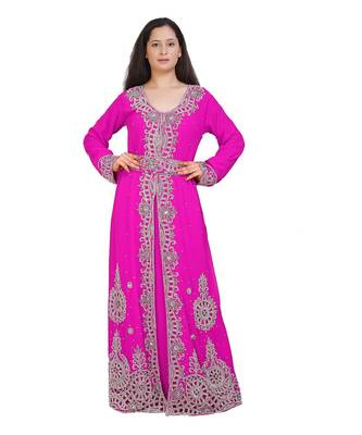Ethnic Moroccan Beautiful Zari Work Jilbab Jalabiya Kaftan Dress 1