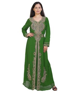 Royal Moroccan Beautiful Zari Work Jilbab Jalabiya Kaftan Dress 1