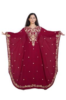 Royal Moroccan Beautiful Zari Work Jilbab Jalabiya Kaftan Dress