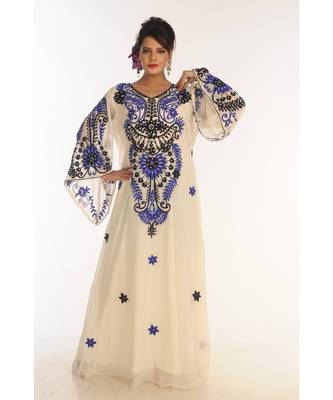 Royal Moroccan Beautiful Zari Work Jilbab Jalabiya Kaftan Dress 1