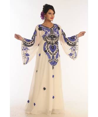 Royal Moroccan Beautiful Zari Work Jilbab Jalabiya Kaftan Dress 3