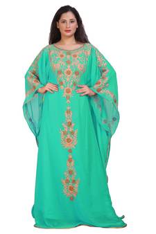 Modern Khaleeji Machine Embroidery Kaftan Georgette Dress