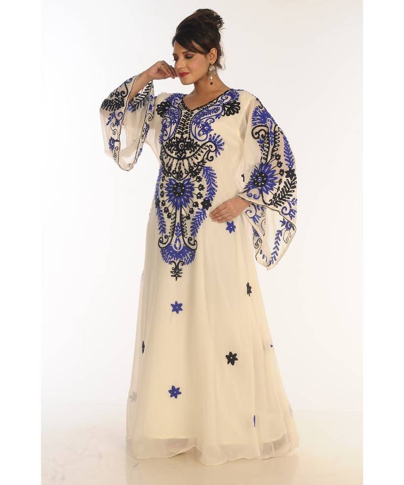 Royal Moroccan Dubai Beautiful Zari Work Jilbab Jalabiya Kaftan Dress