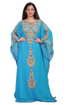 Modern Khaleeji Machine Embroidery Kaftan Georgette Dress