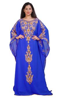 Modern Khaleeji Machine Embroidery Kaftan Georgette Dress