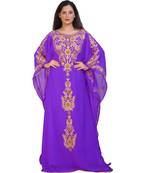Modern Khaleeji Machine Embroidery Kaftan Georgette Dress