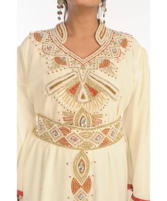 Eleagnt Modern Arabic Kaftan Dress For Women Wedding Gown 2