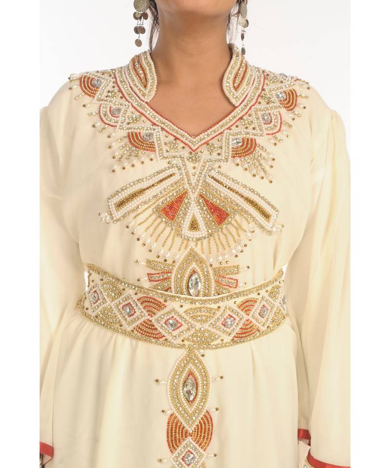 Eleagnt Modern Arabic Kaftan Dress For Women Wedding Gown