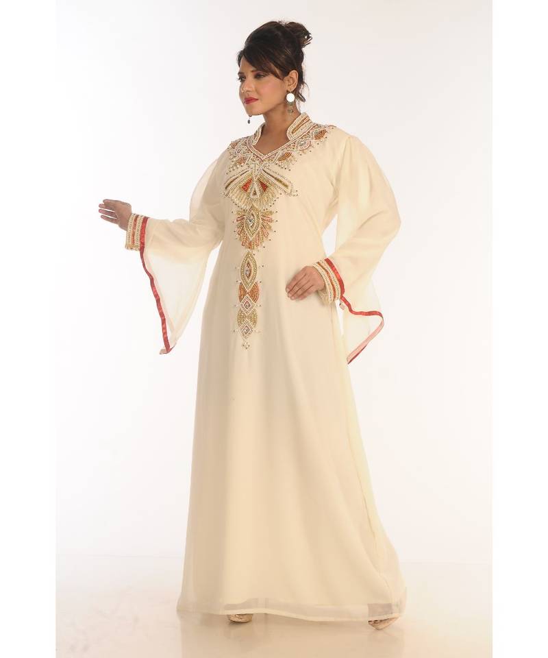 Eleagnt Modern Arabic Kaftan Dress For Women Wedding Gown