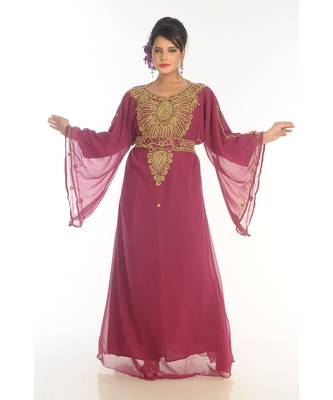 Royal Moroccan Beautiful Zari Work Jilbab Jalabiya Kaftan Dress 1
