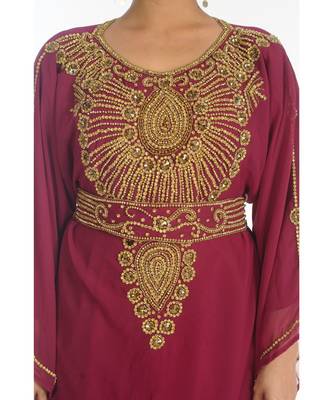 Royal Moroccan Beautiful Zari Work Jilbab Jalabiya Kaftan Dress 2