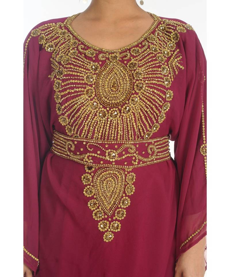 Royal Moroccan Dubai Beautiful Zari Work Jilbab Jalabiya Kaftan Dress