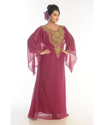 Royal Moroccan Beautiful Zari Work Jilbab Jalabiya Kaftan Dress 3
