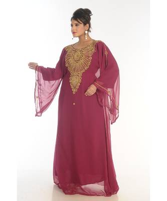 Royal Moroccan Beautiful Zari Work Jilbab Jalabiya Kaftan Dress 4