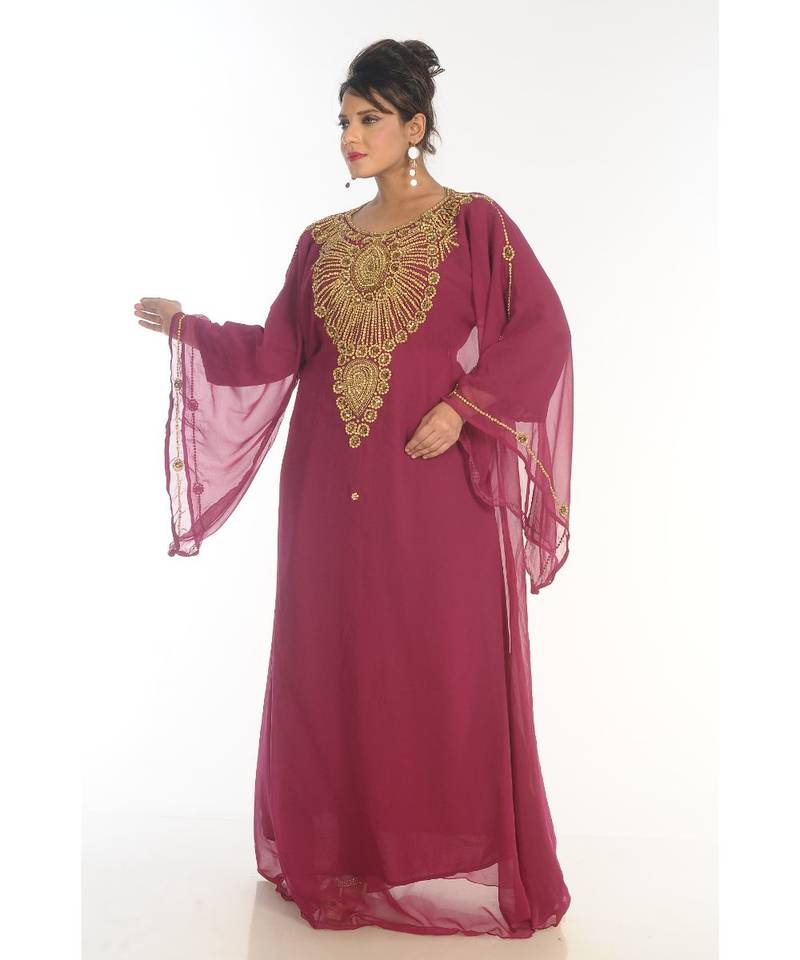 Royal Moroccan Dubai Beautiful Zari Work Jilbab Jalabiya Kaftan Dress