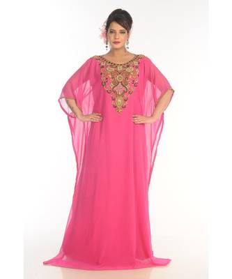Pink Georgette Embroidered Kaftan 1