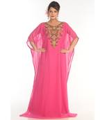 Pink Georgette Embroidered Kaftan