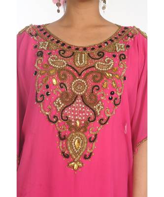 Pink Georgette Embroidered Kaftan 2