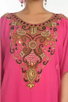 Pink Georgette Embroidered Kaftan