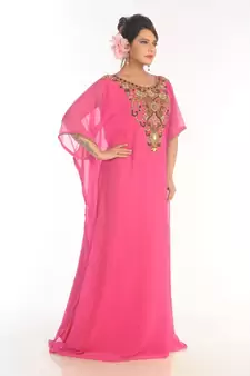 Pink Georgette Embroidered Kaftan